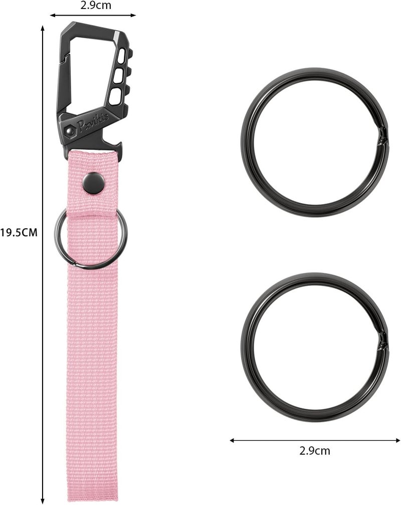 Pxvikis Metal heavy duty key chain carabiner clip bottle opener wrist lanyard ring car key fob unisex for men and women - Image 2